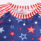 Navy Patriotic star print rashguard boy 2pc swimsuit