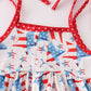 Red patriotic star flag print girl set