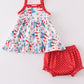 Red patriotic star flag print baby set