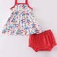 Red patriotic star flag print baby set