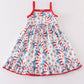 Red patriotic star flag print dress