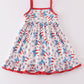 Red patriotic star flag print dress