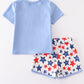 Patriotic star print watermelon applique boy set