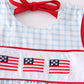 Patriotic flag embroidery plaid girl set