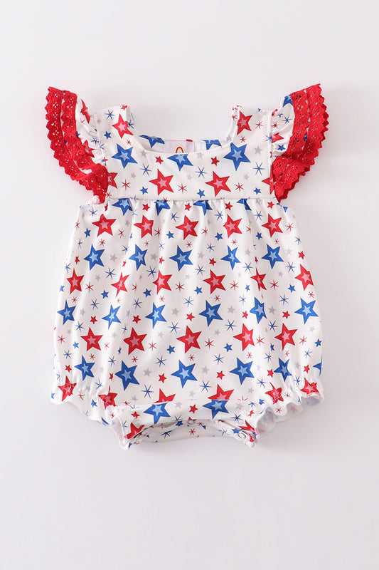 Red patriotic star print girl bubble