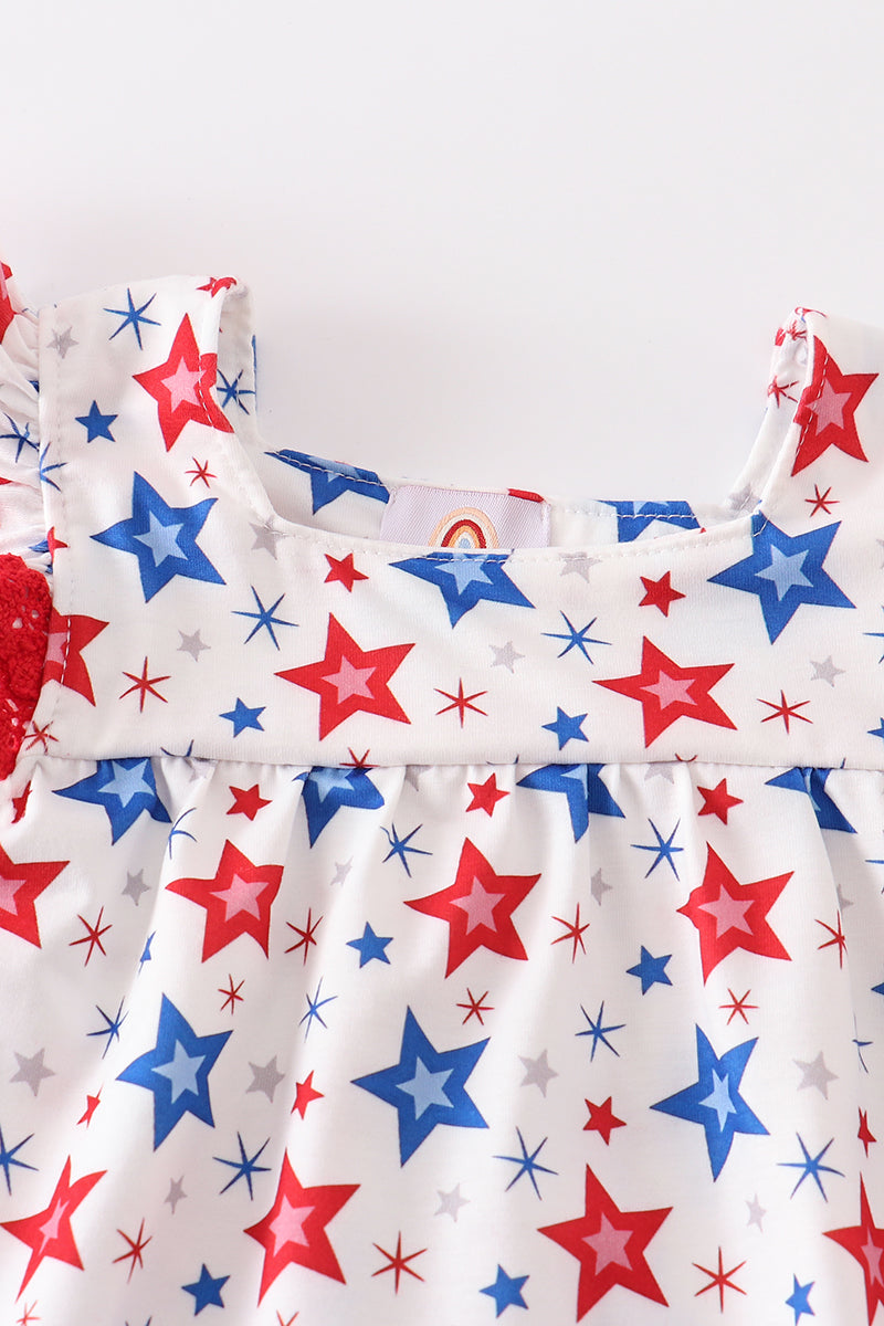 Red patriotic star print girl bubble