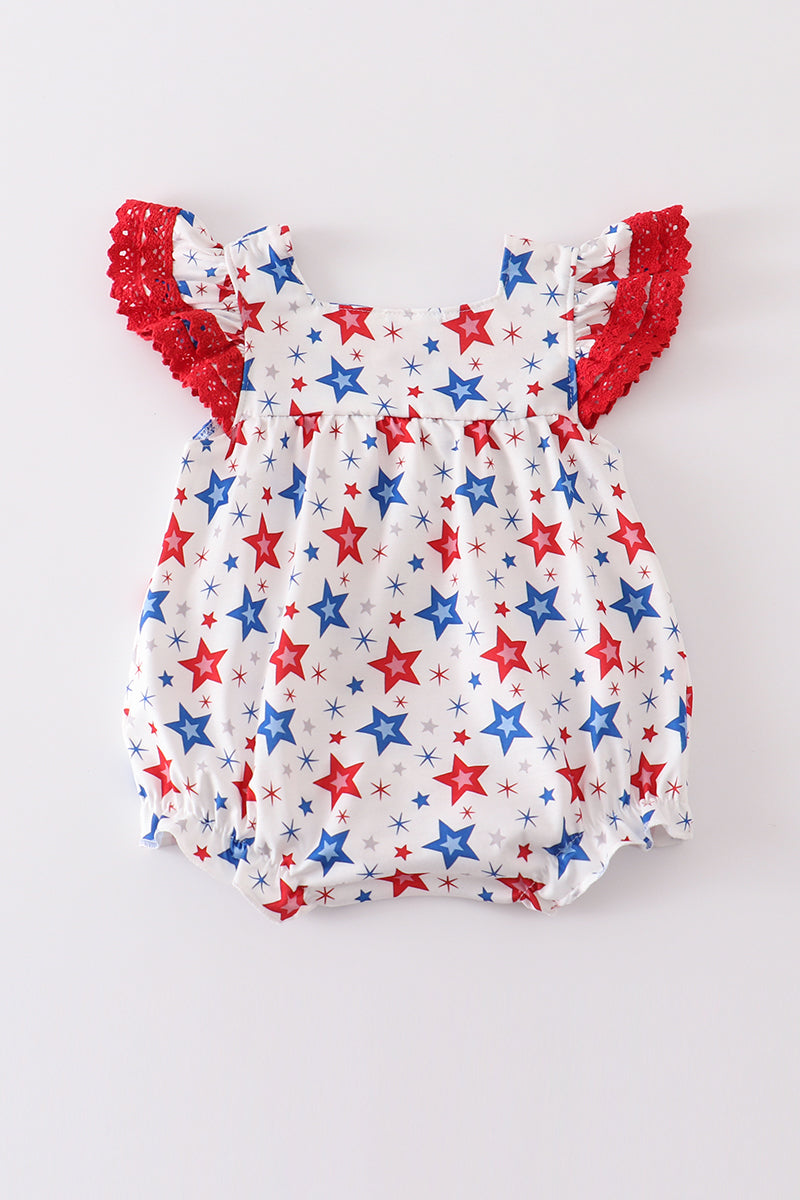 Red patriotic star print girl bubble