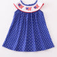 Blue patriotic flag applique dot dress