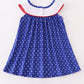 Blue patriotic flag applique dot dress