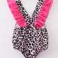 Pink barbie print leopard girl swimsuit