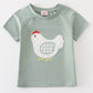 Sage chicken applique boy top