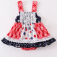 Patriotic floral plaid lace girl bubble