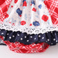 Patriotic floral plaid lace girl bubble