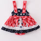 Patriotic floral plaid lace girl bubble