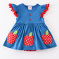 Blue apple applique back to school girl bubble