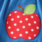 Blue apple applique back to school girl bubble