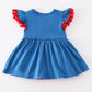 Blue apple applique back to school girl bubble