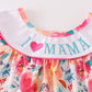 Floral print I love MAMA embroidery dress