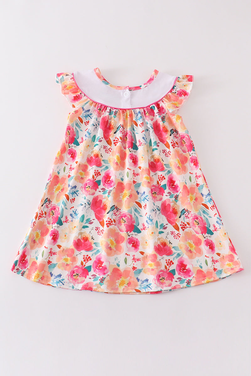 Floral print I love MAMA embroidery dress