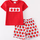 Red apple embroidery back to shoole boy set