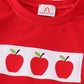 Red apple embroidery back to shoole boy set