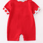 Red apple embroidery back to shoole boy romper