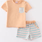 Green stripe boy shorts set