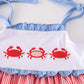 Red seersucker crab applique girl set