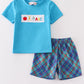 Blue apple ABC embroidery boy set