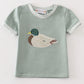 Green duck applique boy top