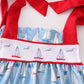 Blue sailboat embroidery girl set