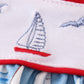 Blue sailboat embroidery girl set