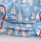 Blue sailboat embroidery bubble