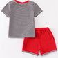 Red pencil applique boy set