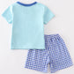 Blue pencil applique boy set