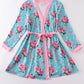 Mint floral women pajamas robe