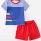 Blue crayon embroidery boy set