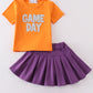 Orange clemson glitter applique skort set