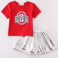 Red OHIO sequin laser skort set