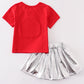 Red OHIO sequin laser skort set