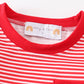 Maroon stripe football embroidery top