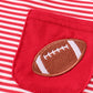 Red stripe football embroidery top