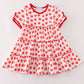 Red apple print tiered dress