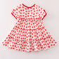 Red apple print tiered dress