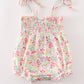 Pink floral print smocked girl bubble