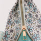 Green floral plaid tote bag