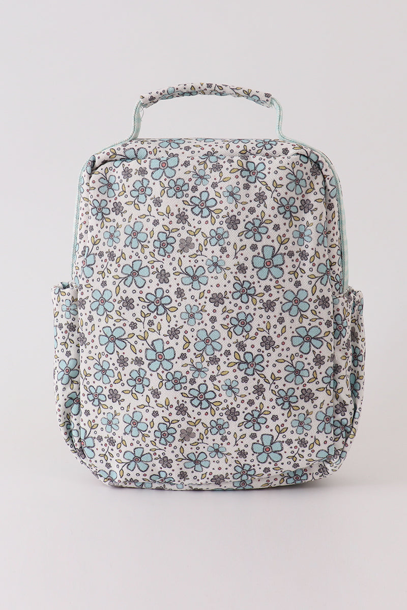 Green floral ruffle lunch bag