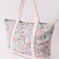 Pink floral plaid tote bag