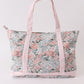 Pink floral plaid tote bag