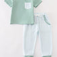 Green gingham boy pants set